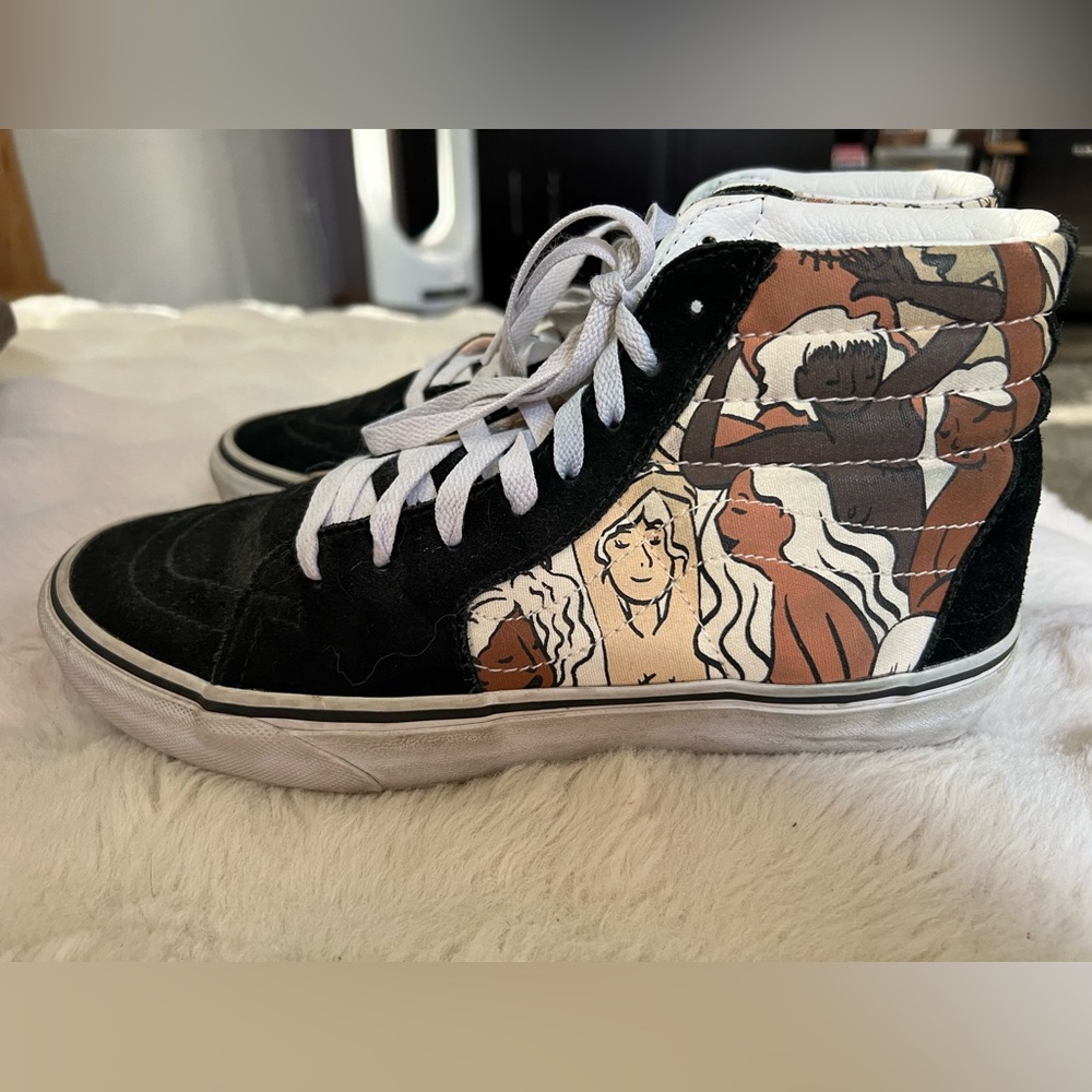 Vans Sk8-Hi Sneakers Breast Cancer Awareness Graphic Print Black Suede Size 9.5 - Picture 7 of 16